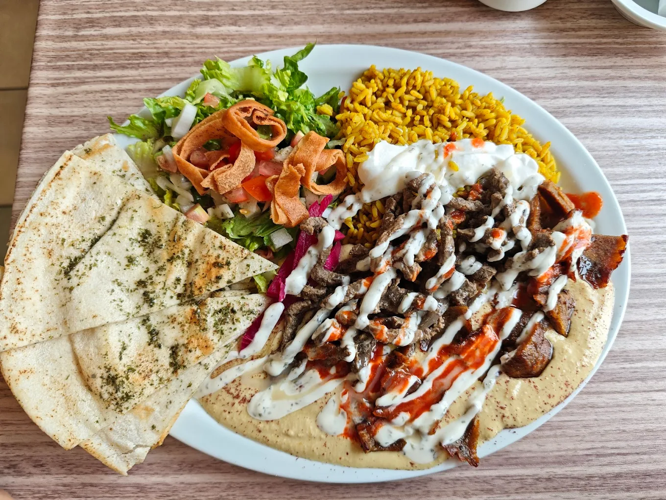Hummus Platter with grilled pita - Mediterranean appetizer